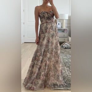 Most Beautiful Day Ivory Multi Floral Print Organza Maxi Dress